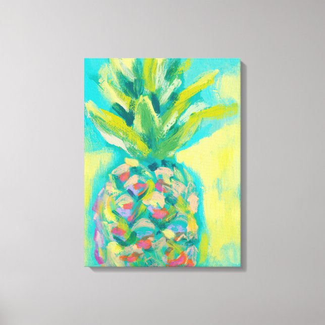 Farbenfrohe tropische Ananas Leinwanddruck (Vorderseite)