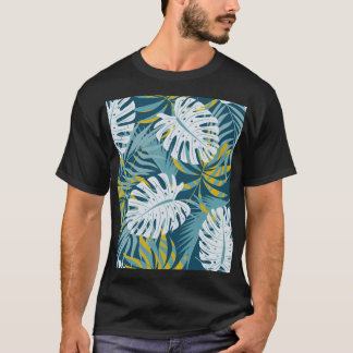 Farbenfrohe tropische Blätter, abstraktes Original T-Shirt