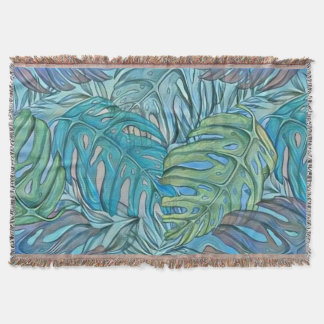 Farbenfrohe tropische Blätter Aquarell Decke