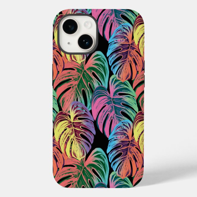 Farbenfrohe tropische Blätter Case-Mate iPhone 14 Hülle (Rückseite)