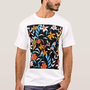 Farbenfrohe tropische Blätter: dunkles Hintergrund T-Shirt