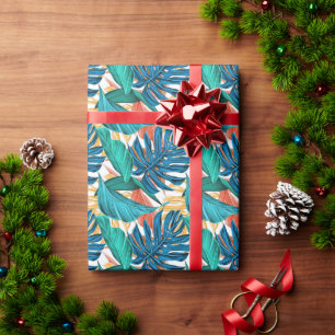 Farbenfrohe tropische Blätter, exotisches Design, Geschenkpapier