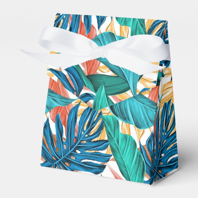 Farbenfrohe tropische Blätter, exotisches Design, Geschenkschachtel (Vorderseite)