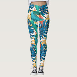 Farbenfrohe tropische Blätter, exotisches Design, Leggings