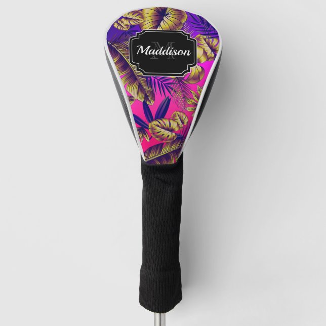 Farbenfrohe tropische Blätter Golf Headcover (Vorderseite)