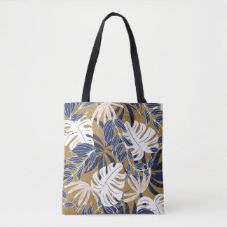 Farbenfrohe tropische Blätter Orange Hintergrund Tasche