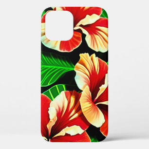 Farbenfrohe tropische Blätter und Hibiskus-Blume Case-Mate iPhone Hülle