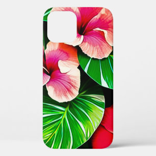 Farbenfrohe tropische Blätter und Hibiskus-Blume Case-Mate iPhone Hülle