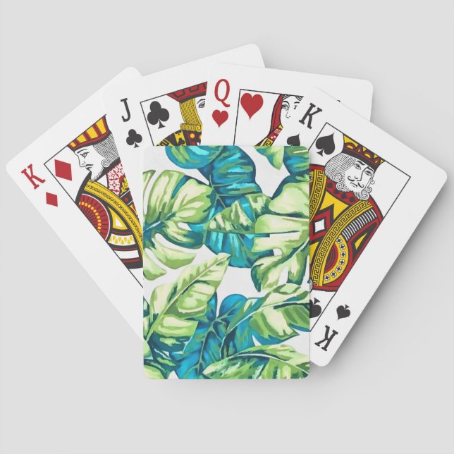 Farbenfrohe tropische Blätter von Banana und Monst Spielkarten (Rückseite)