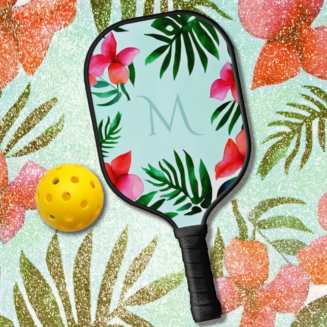 Farbenfrohe tropische Blätter Wasserfarbe Custom Pickleball Schläger (Von Creator hochgeladen)