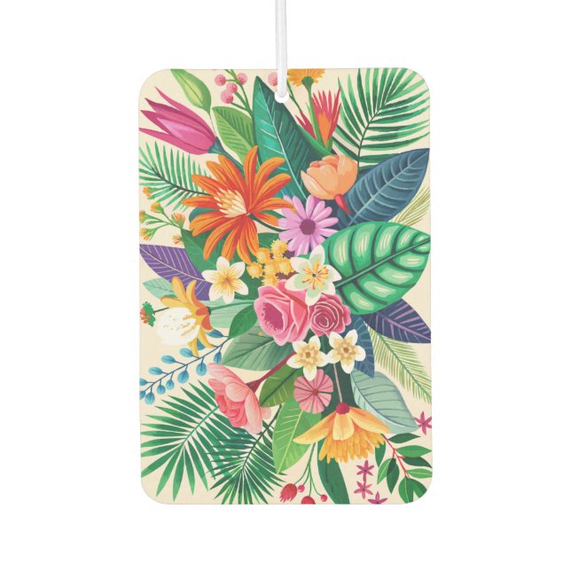 Farbenfrohe tropische Blume Autolufterfrischer (Vorderseite)