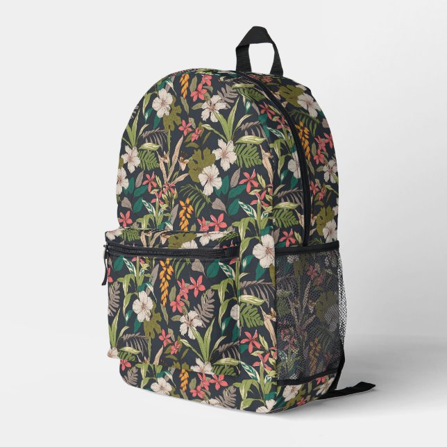 Farbenfrohe tropische Blume Bedruckter Rucksack (Rückseitige Ecke Rechts)