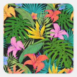 Farbenfrohe tropische Blume Blätter Muster Sticker