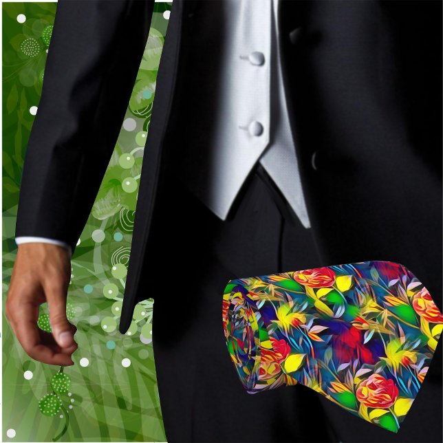 Farbenfrohe tropische Blume Blumengestein Krawatte (Make an impression with this modern yet timeless, Abstract Floral men's fashion neck tie)