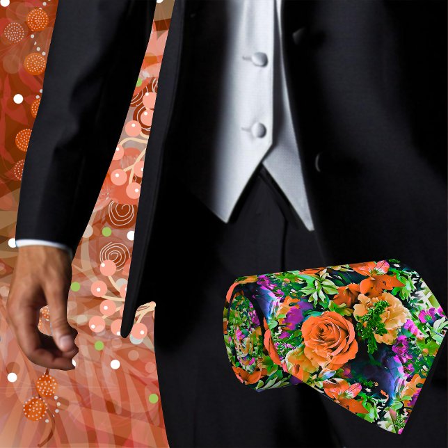 Farbenfrohe tropische Blume Blumengestein Krawatte (This Abstract floral Men's Necktie will add a touch of class and sophistication to any outfit)