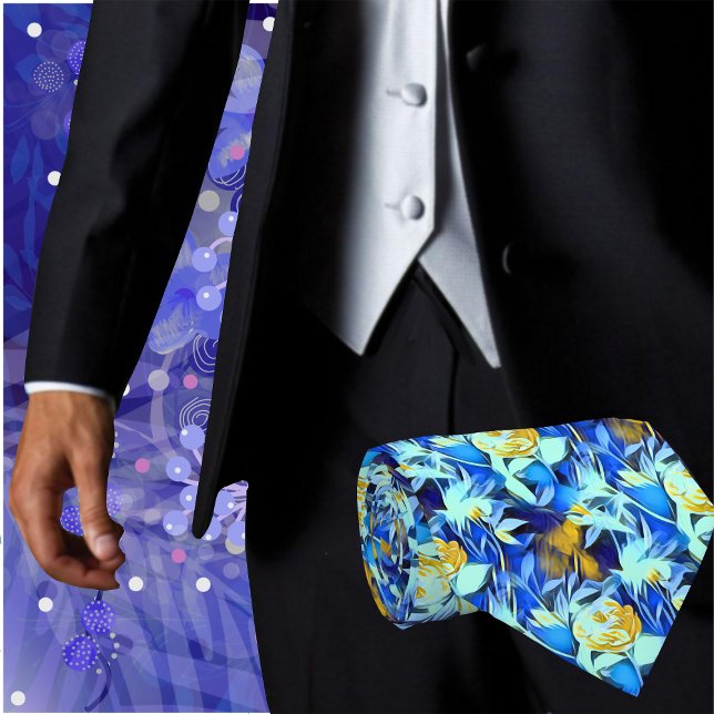 Farbenfrohe tropische Blume Blumengestein Krawatte (Make an impression with this stylish men's abstract floral fashion necktie. Great for the office)