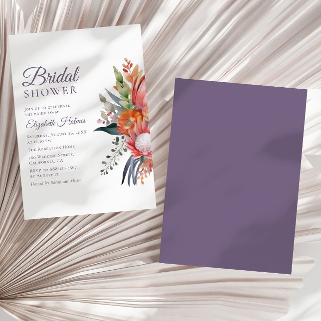 Farbenfrohe tropische Blume Brautparty Einladung (Colorful Tropical Flowers Bridal Shower Invitation on a sunny white dry palm leaf.)