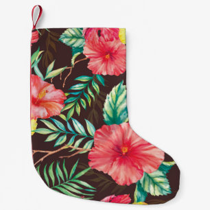 Farbenfrohe tropische Blume dunkler Hintergrund Kleiner Weihnachtsstrumpf