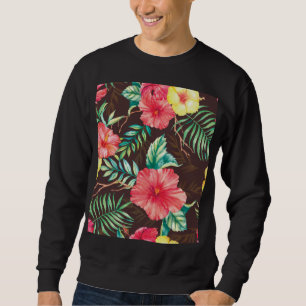 Farbenfrohe tropische Blume dunkler Hintergrund Sweatshirt