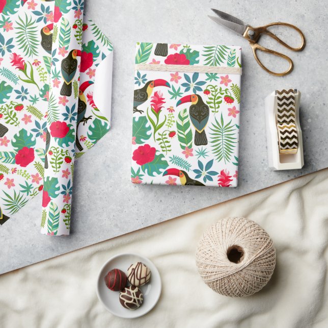 Farbenfrohe tropische Blume Geschenkpapier (Kunsthandwerk)