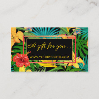 Farbenfrohe tropische Blume Gold-Geschenkgutschein Rabattkarte