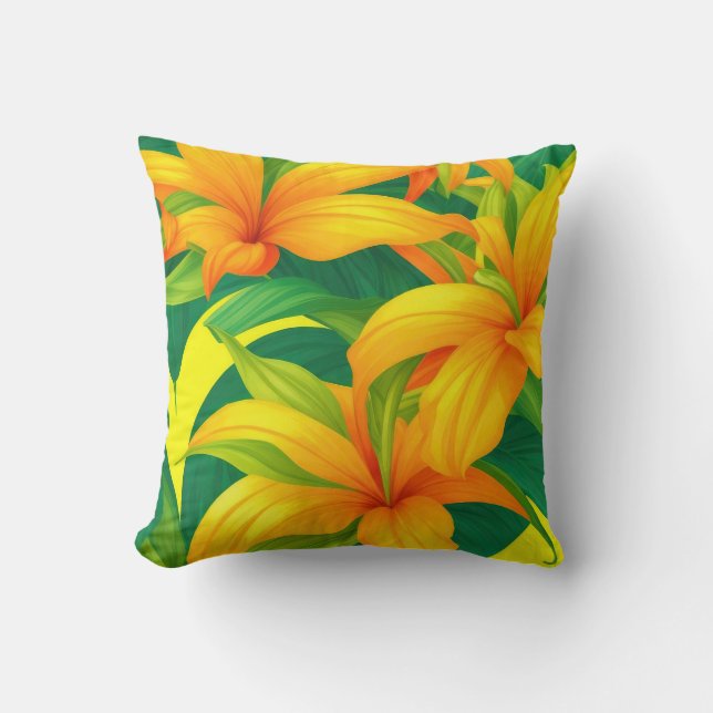 Farbenfrohe tropische Blume Kissen (Vorderseite)