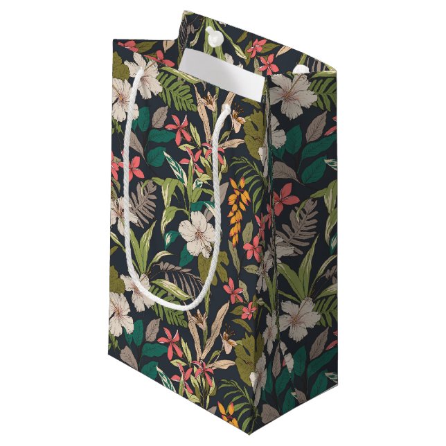 Farbenfrohe tropische Blume Kleine Geschenktüte (Vorderseite Schrägansicht)