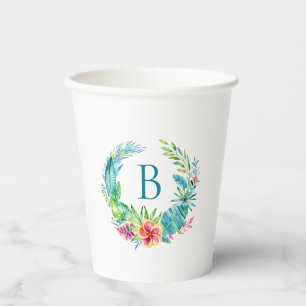 Farbenfrohe tropische Blume mit benutzerdefinierte Pappbecher