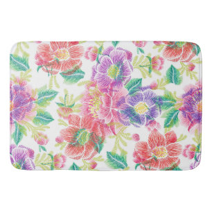 Farbenfrohe tropische Blume Muster Badematte