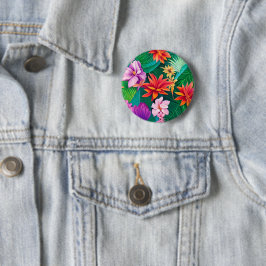 Farbenfrohe tropische Blume Muster Button