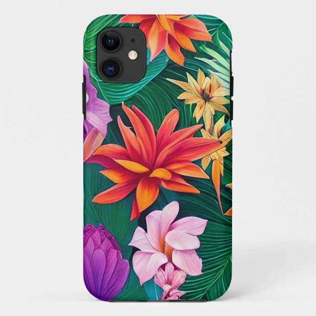 Farbenfrohe tropische Blume Muster Case-Mate iPhone Hülle (Rückseite)