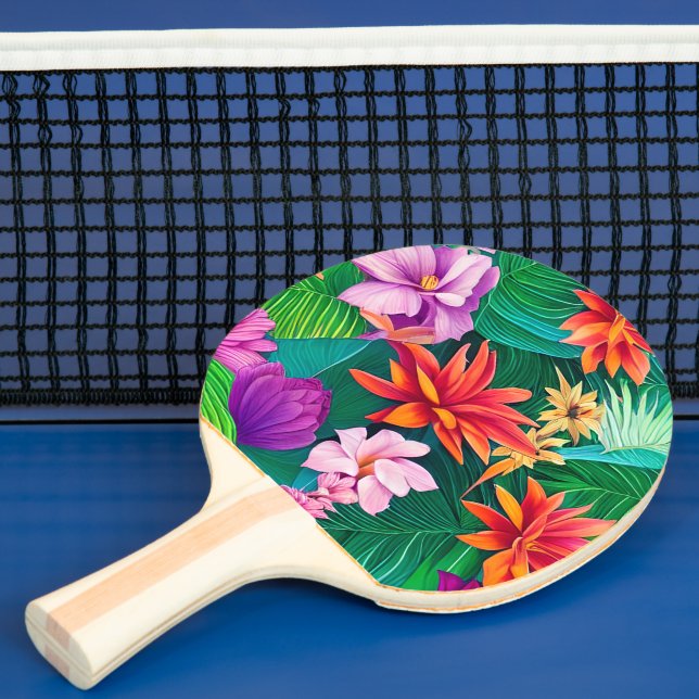 Farbenfrohe tropische Blume Muster Tischtennis Schläger (InSitu)