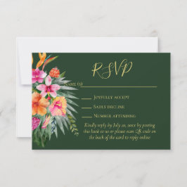 Farbenfrohe tropische Blume QR Code Hochzeit RSVP