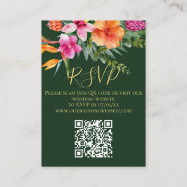 Farbenfrohe tropische Blume QR Code Hochzeit RSVP Begleitkarte