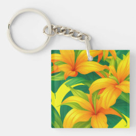 Farbenfrohe tropische Blume Schlüsselanhänger