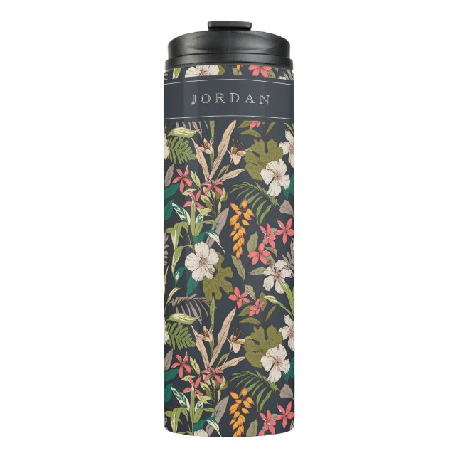 Farbenfrohe tropische Blume Thermosbecher (Vorderseite)
