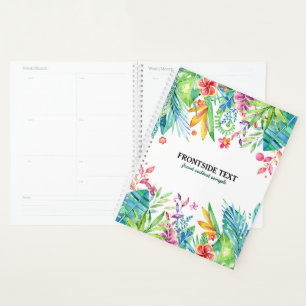 Farbenfrohe tropische Blume und Blätter Design Planer