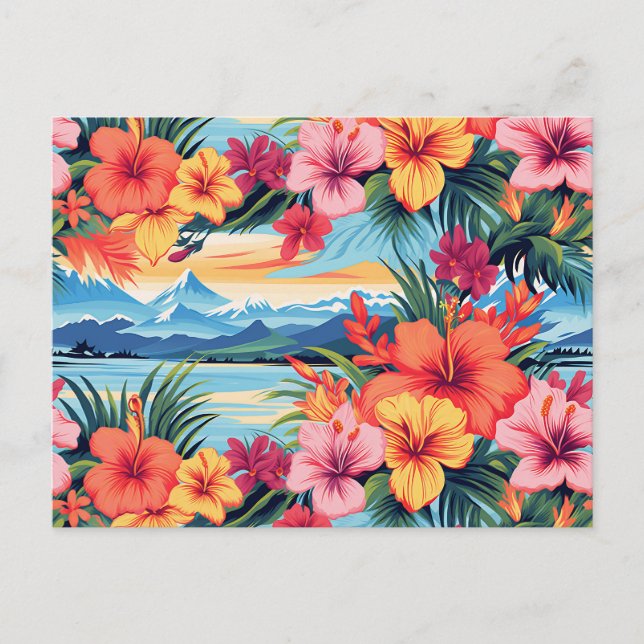 Farbenfrohe tropische Blume und Landschaften Postkarte (Vorderseite)