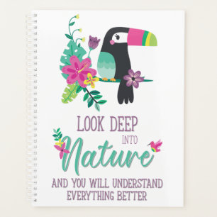 farbenfrohe tropische Blume und Toucan inspirieren Planer