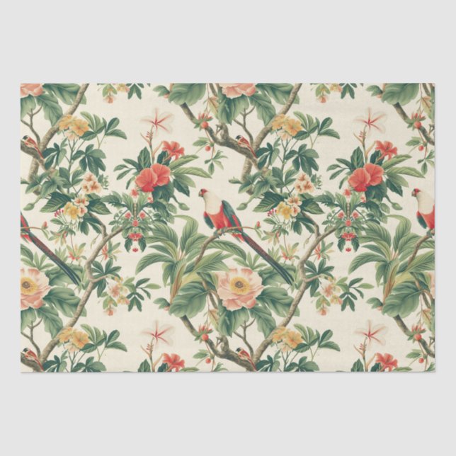 Farbenfrohe tropische Blume Vögel Seidenpapier (Vorderseite)