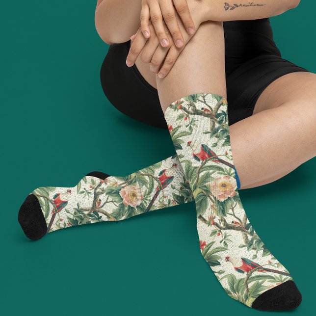 Farbenfrohe tropische Blume Vögel Socken (Von Creator hochgeladen)