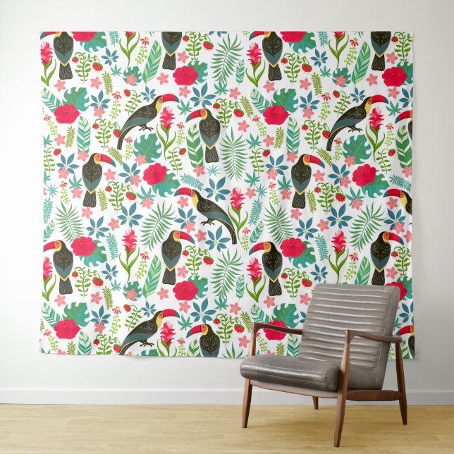Farbenfrohe tropische Blume Wandteppich (Beispiel (Horizontal))