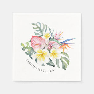 Farbenfrohe tropische Blumen Botanische Hochzeit Serviette