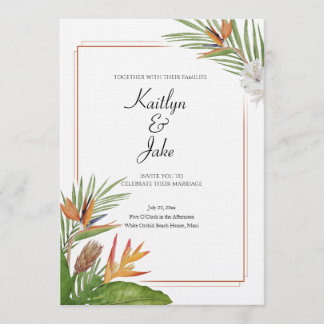 Farbenfrohe tropische Blumenhochzeitseinladung Einladung