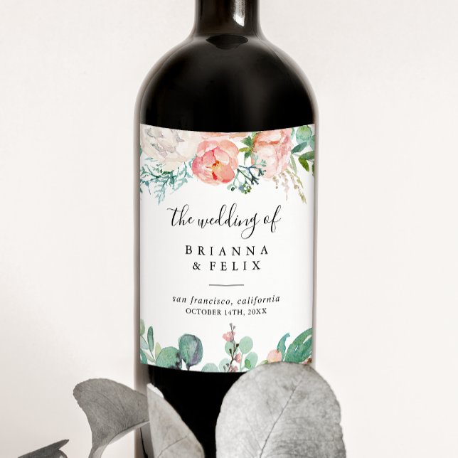 Farbenfrohe tropische Blumenweinmarken Weinetikett (Von Creator hochgeladen)