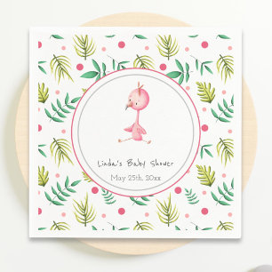 Farbenfrohe tropische Blüte Pink Flamingo Baby Dus Serviette