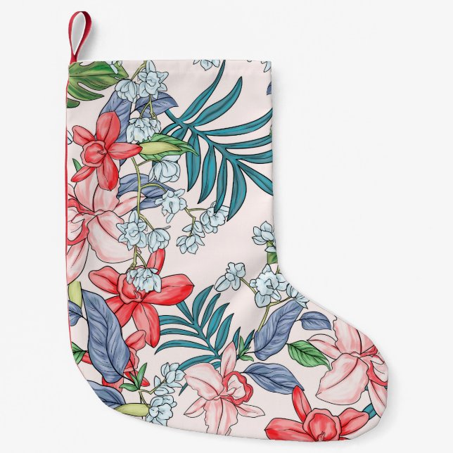 Farbenfrohe tropische Dschungel Nahtlose Printwerb Kleiner Weihnachtsstrumpf (Vorderseite)