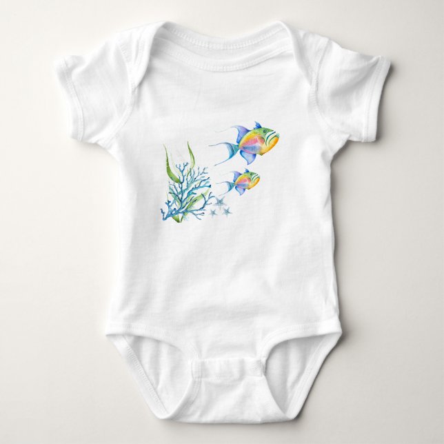 Farbenfrohe tropische Fische Einzigartige Kunst Baby Strampler (Vorderseite)