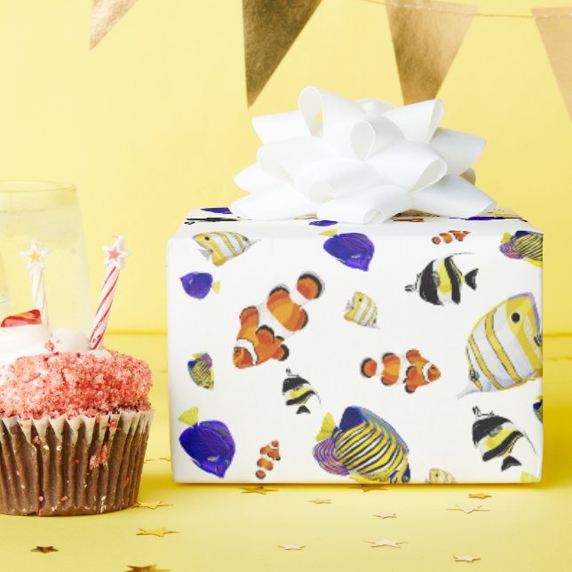 Farbenfrohe tropische Fische Geschenkpapier (Geburtstagsparty)