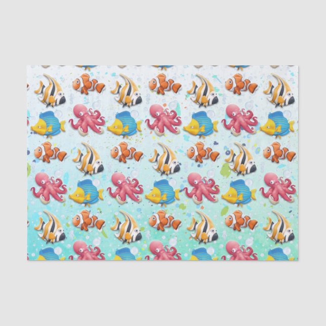 Farbenfrohe tropische Fische Seidenpapier (Vorderseite)